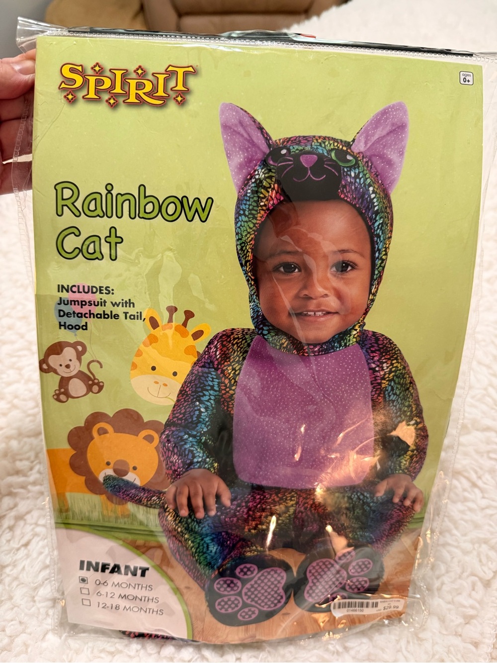 Spirit Rainbow Cat Halloween Costume Sz 0-6mo
